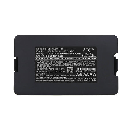 18.0V, Li-ion, 2500mAh, Lawn Mowers battery fits Flymo, Gardena, Mcculloch, Husqvarna, 584 84 28-02, Easilife 200, Easilife 350, 45.0Wh Lawn Mowers Cameron Sino Technology Limited