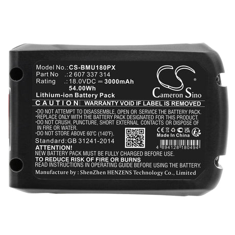 18.0V, Li-ion, 3000mAh, Gardening Tools battery fits Bosch, 1600a005b0, Advancedcut 18, Advancedglue 18v, 54.00Wh Gardening Tools Cameron Sino Technology Limited (Power Tools)