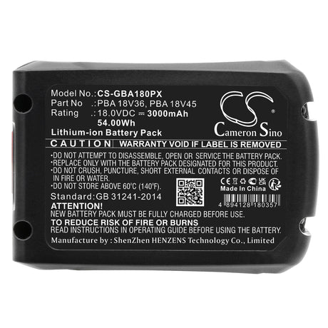 18.0V, Li-ion, 3000mAh, Gardening Tools battery fits Gardena, 14902-2, 14600-20, 14600-55, 54.00Wh Gardening Tools Cameron Sino Technology Limited (Power Tools)