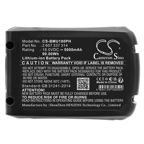 18.0V, Li-ion, 5000mAh, Gardening Tools battery fits Bosch, 1600a005b0, Advancedcut 18, Advancedglue 18v, 90.00Wh Gardening Tools Cameron Sino Technology Limited (Power Tools)