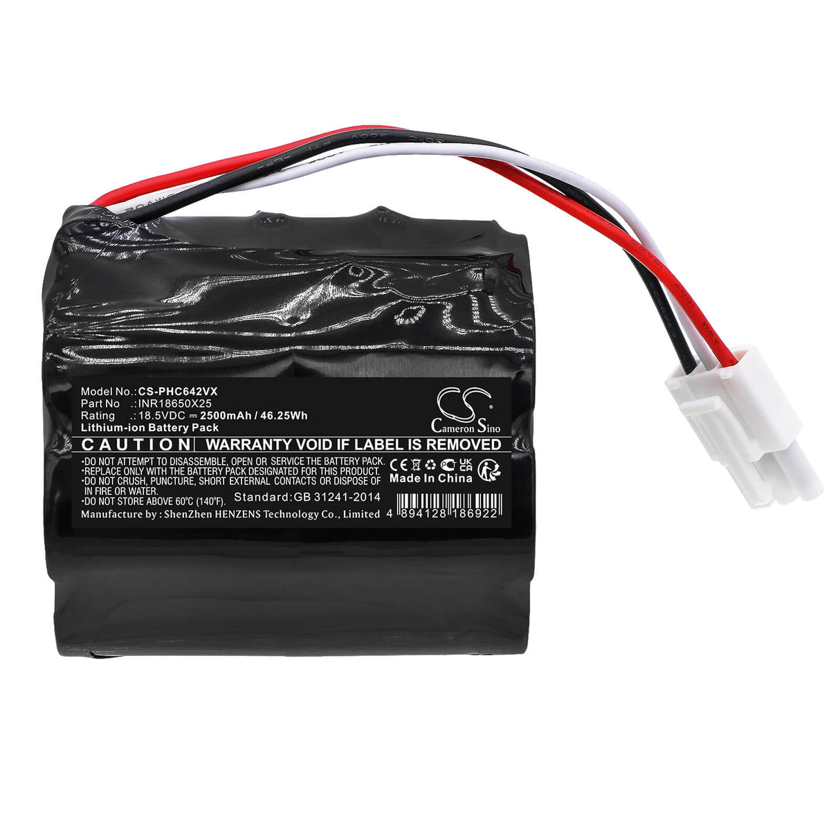 18.5V, Li-ion, 2500mAh, Vacuum battery fits Philips, Fc6401, Fc6401/01, Fc6402, 46.25Wh Vacuum Cameron Sino Technology Limited