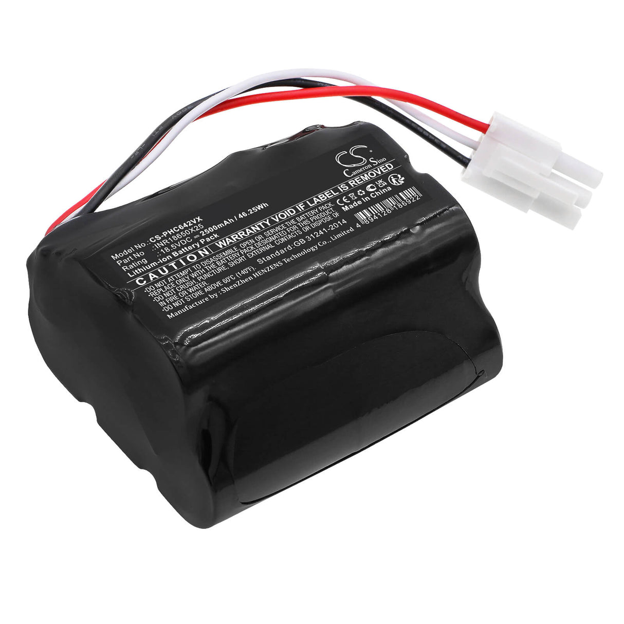 18.5V, Li-ion, 2500mAh, Vacuum battery fits Philips, Fc6401, Fc6401/01, Fc6402, 46.25Wh Vacuum Cameron Sino Technology Limited