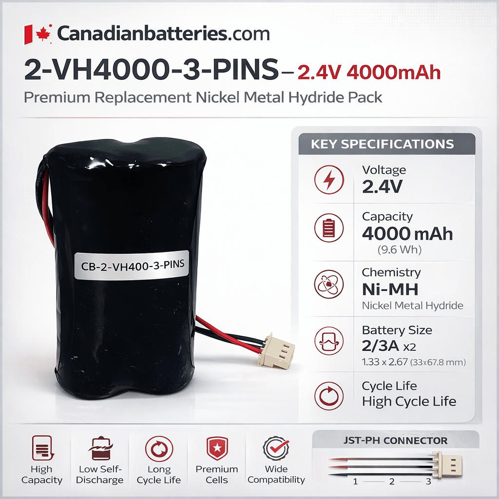 2/VH4000-3 Battery for RealCare 2 & RealCare 3 Interactive Dolls With 3 Pins 2.4v, 4000 Mah - 9.6wh Other Batteries BB Generic