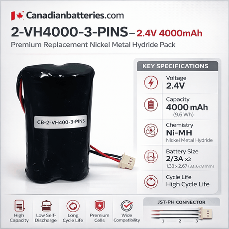 2/VH4000-3 Battery for RealCare 2 & RealCare 3 Interactive Dolls With 3 Pins 2.4v, 4000 Mah - 9.6wh Other Batteries BB Generic