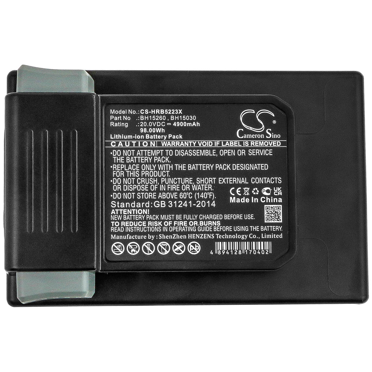 20.0V, Li-ion, 4900mAh, Vacuum battery fits Hoover, Vax, B07q3shzl3, B07q6zhx5r, B07q9mdwqh, 98.00Wh Vacuum Cameron Sino Technology Limited