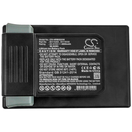 20.0V, Li-ion, 4900mAh, Vacuum battery fits Hoover, Vax, B07q3shzl3, B07q6zhx5r, B07q9mdwqh, 98.00Wh Vacuum Cameron Sino Technology Limited