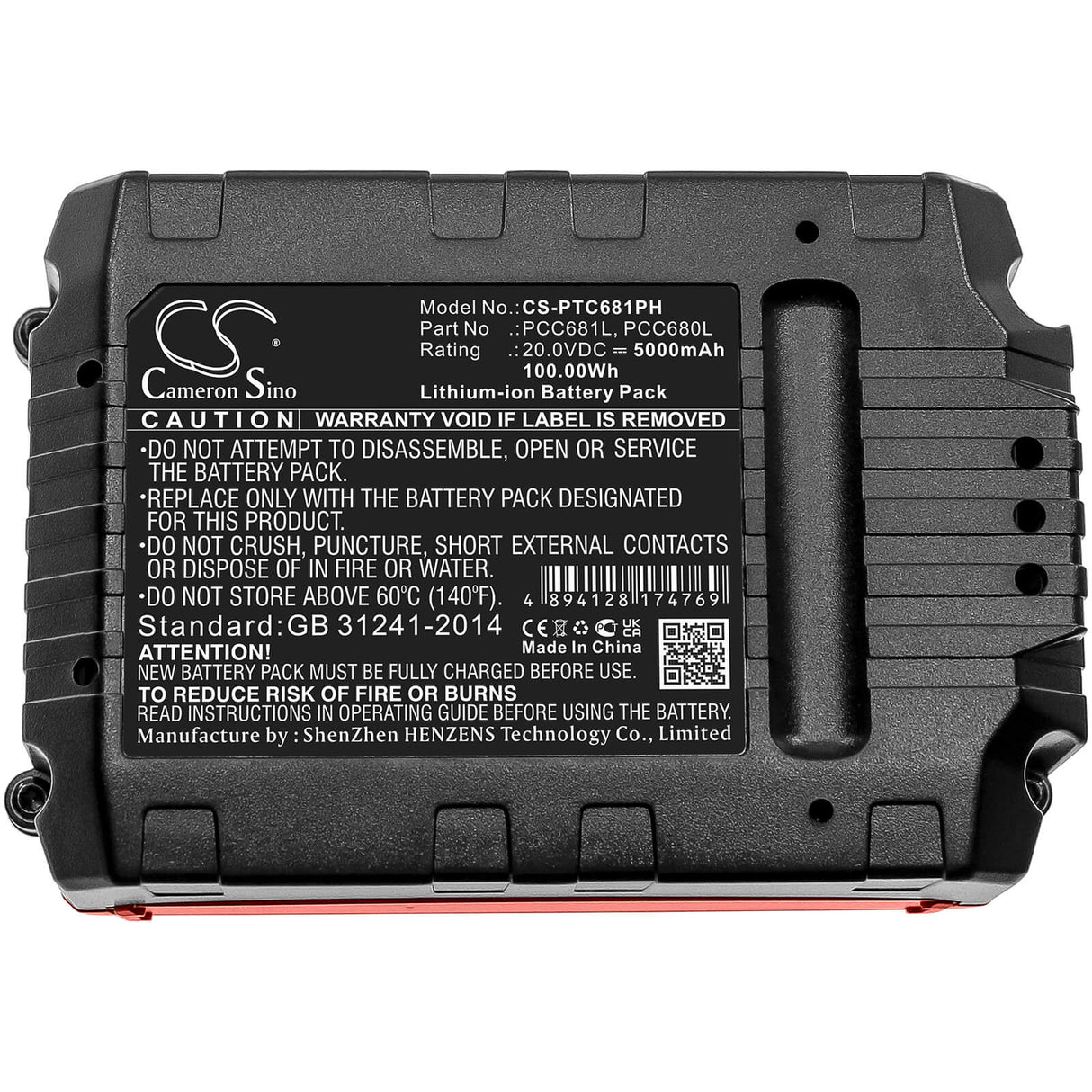 20.0V, Li-ion, 5000mAh, Power Tools battery fits Stanley, Black & Decker, Porter Cable, Fmc687l, Asd18 Typ 1, Asd18 Typ 2, 100Wh Power Tools Cameron Sino Technology Limited (Dangerous Goods)