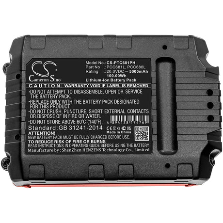 20.0V, Li-ion, 5000mAh, Power Tools battery fits Stanley, Black & Decker, Porter Cable, Fmc687l, Asd18 Typ 1, Asd18 Typ 2, 100Wh Power Tools Cameron Sino Technology Limited (Dangerous Goods)