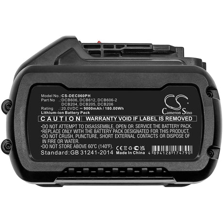 20.0V, Li-ion, 9000mAh, Power Tools battery fits Dewalt, Dcb102, 120v Max, 12v Max Li-ion, 180Wh Power Tools Cameron Sino Technology Limited (Dangerous Goods)