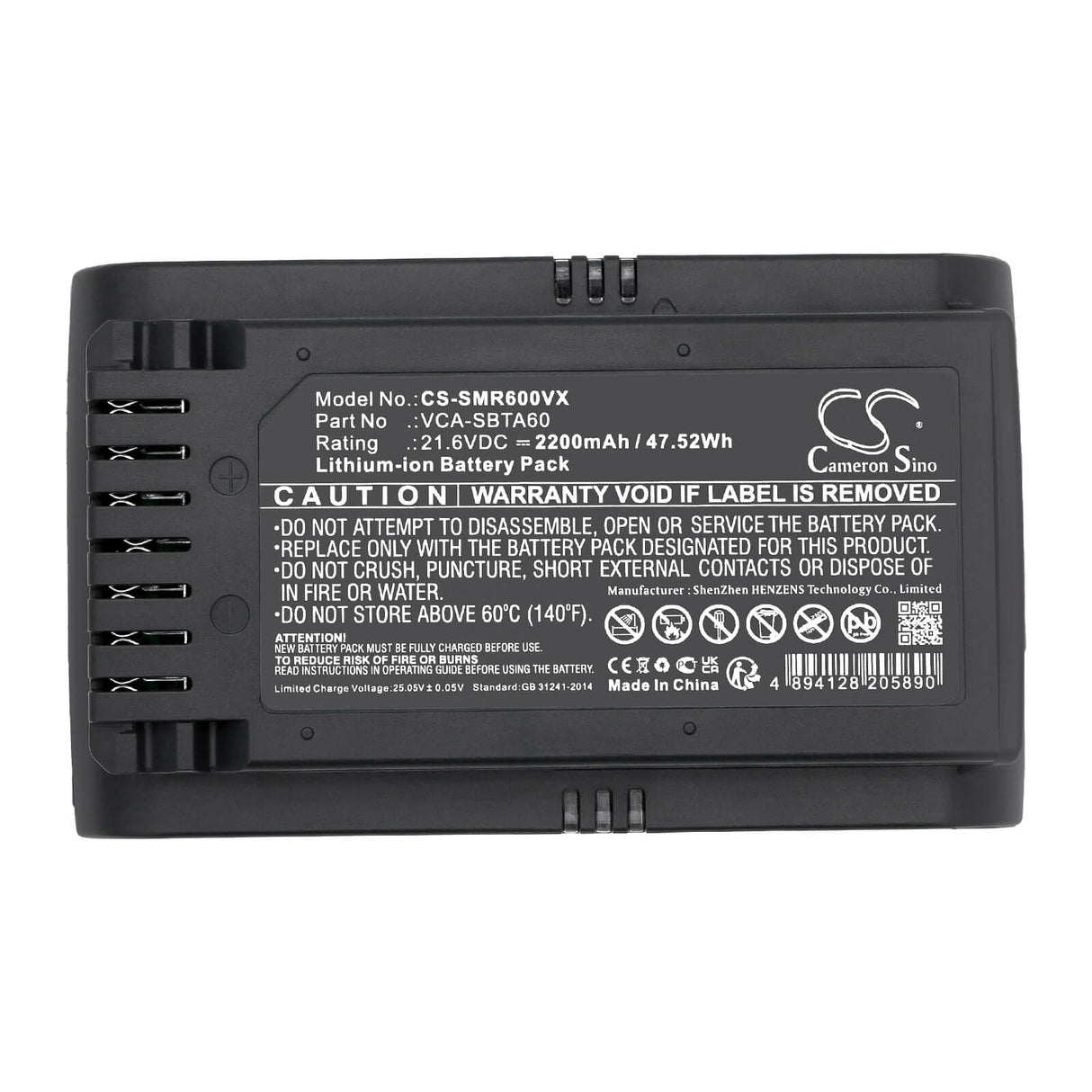 21.6V, Li-ion, 1800mAh Vacuum Battery fits Samsung, Jet 60, Jet 70, 38.88Wh Vacuum Cameron Sino Technology Limited