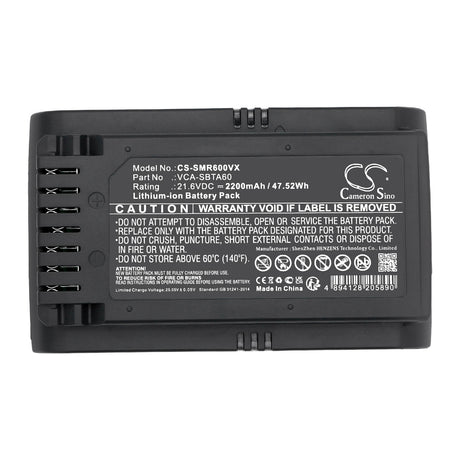 21.6V, Li-ion, 1800mAh Vacuum Battery fits Samsung, Jet 60, Jet 70, 38.88Wh Vacuum Cameron Sino Technology Limited