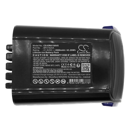 21.6v, Li-ion, 2000mah, Vacuum Battery Fits Eureka, Hyperclean Cordless Sc15820n, Hyperclean Sc15824n, 43.20wh Vacuum Cameron Sino Technology Limited