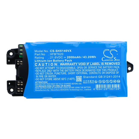 21.6V, Li-ion, 2000mAh, Vacuum battery fits Shark, Ix140, Ix140c, Ix140h, 43.20Wh Vacuum Cameron Sino Technology Limited