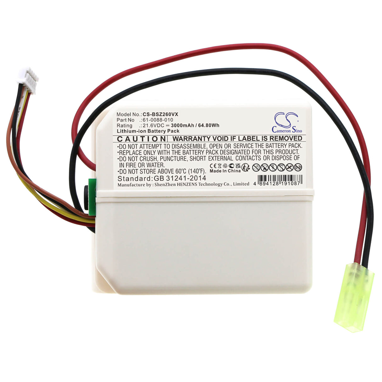 21.6v, Li-ion, 3000mah, Vacuum Battery Fits Bissell, 2602z, P2822-21, 64.80wh Vacuum Cameron Sino Technology Limited