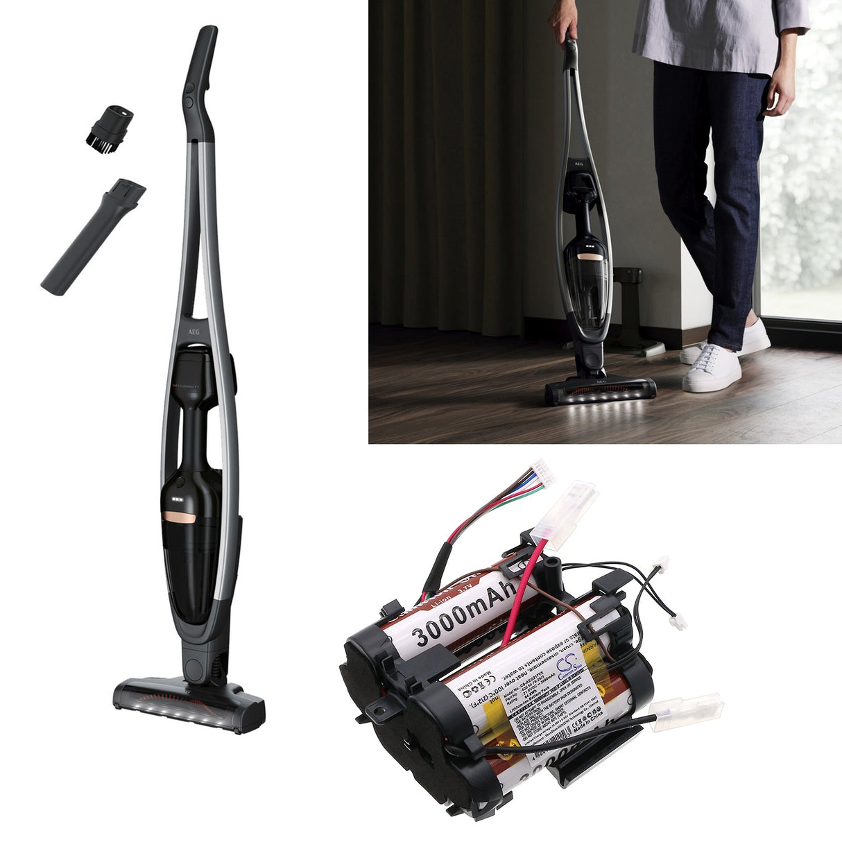 21.6V, Li-ion, 3000mAh, Vacuum battery fits Aeg, Qx9-1-40, Qx9-1-40gg, 64.8Wh Vacuum Cameron Sino Technology Limited