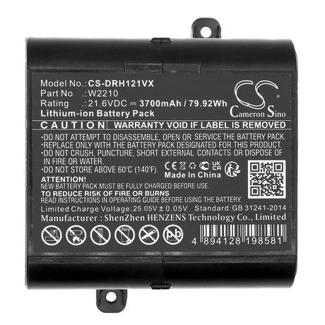 21.6V, Li-ion, 3700mAh, Vacuum Battery fits Dreame, H12, H12 Pro, 79.92Wh Vacuum Cameron Sino Technology Limited