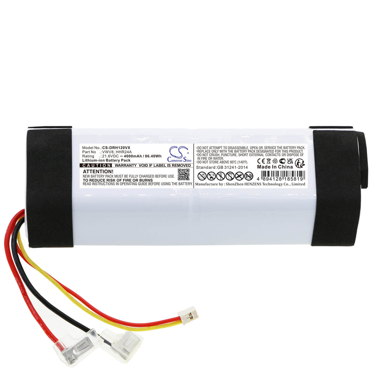 21.6v, Li-ion, 4000mah, Vacuum battery fits Dreame, H10, H11, 86.40wh Vacuum Cameron Sino Technology Limited