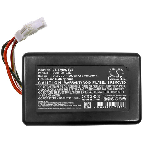 21.6V, Li-ion, 5000mAh, Vacuum battery fits Samsung, Powerbot R9250, Powerbot R9350, Sr20k9350wk, 108.00Wh Vacuum Cameron Sino Technology Limited (Dangerous Goods)