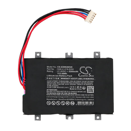 21.9v, Li-ion, 5200mah, Battery Fits Winbot W2 Omni, Winbot W2 Pro, 113.88wh Vacuum Cameron Sino Technology Limited (Dangerous Goods)
