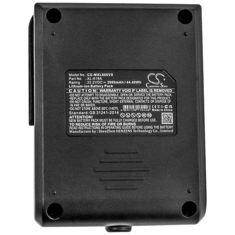 22.2V, Li-ion, 2000mAh, Vacuum battery fits Moosoo, X6, 44.40Wh Vacuum Cameron Sino Technology Limited
