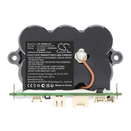 22.2V, Li-ion, 2500mAh, Vacuum battery fits Tineco, Ifloor 2.0 Slim, Ifloor S5 Fw150100eu, 55.5Wh Vacuum Cameron Sino Technology Limited