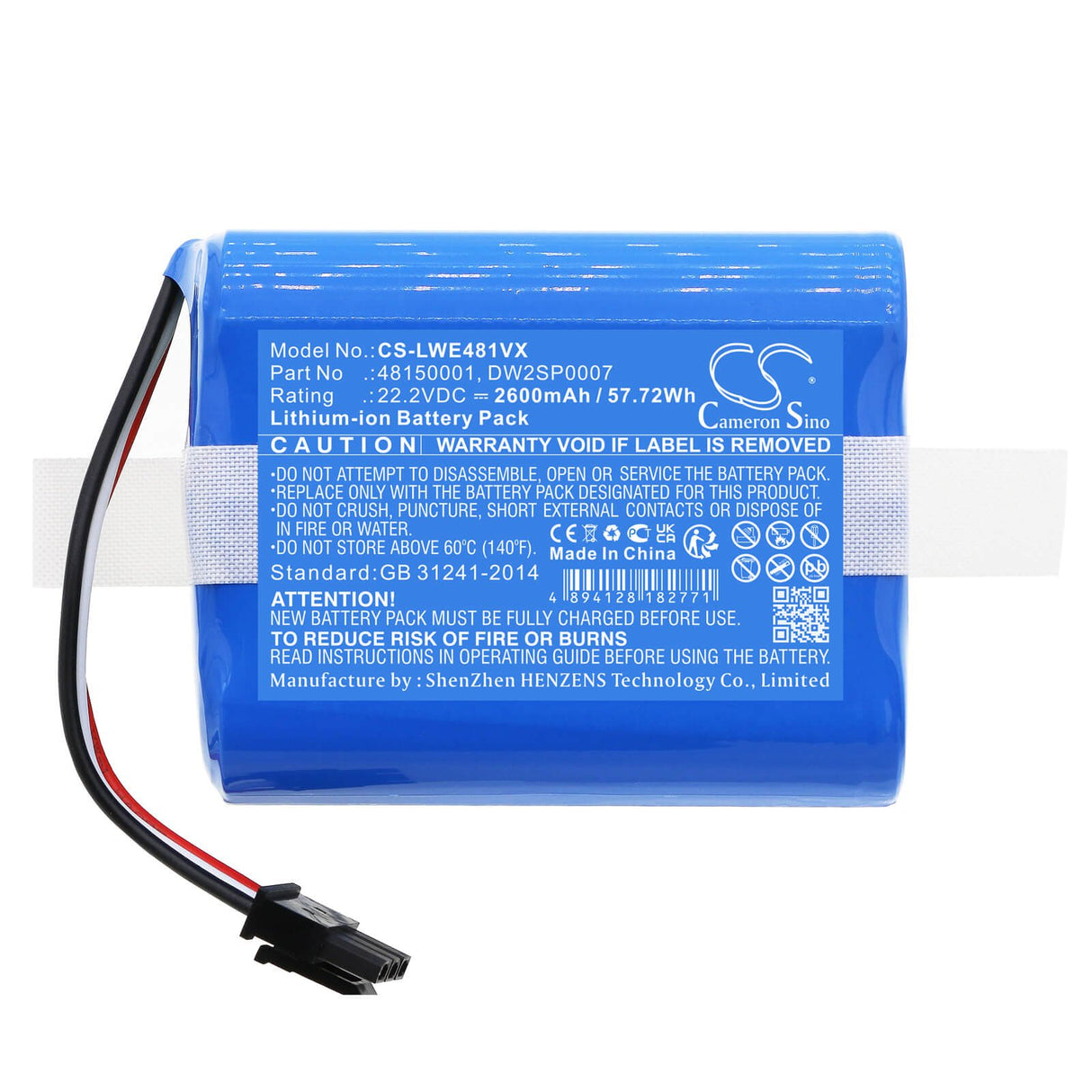 22.2V, Li-ion, 2600mAh, Lawn Mowers battery fits Lawn Expert, 48150001, Robotic Lawnmower, 57.72Wh Lawn Mowers Cameron Sino Technology Limited