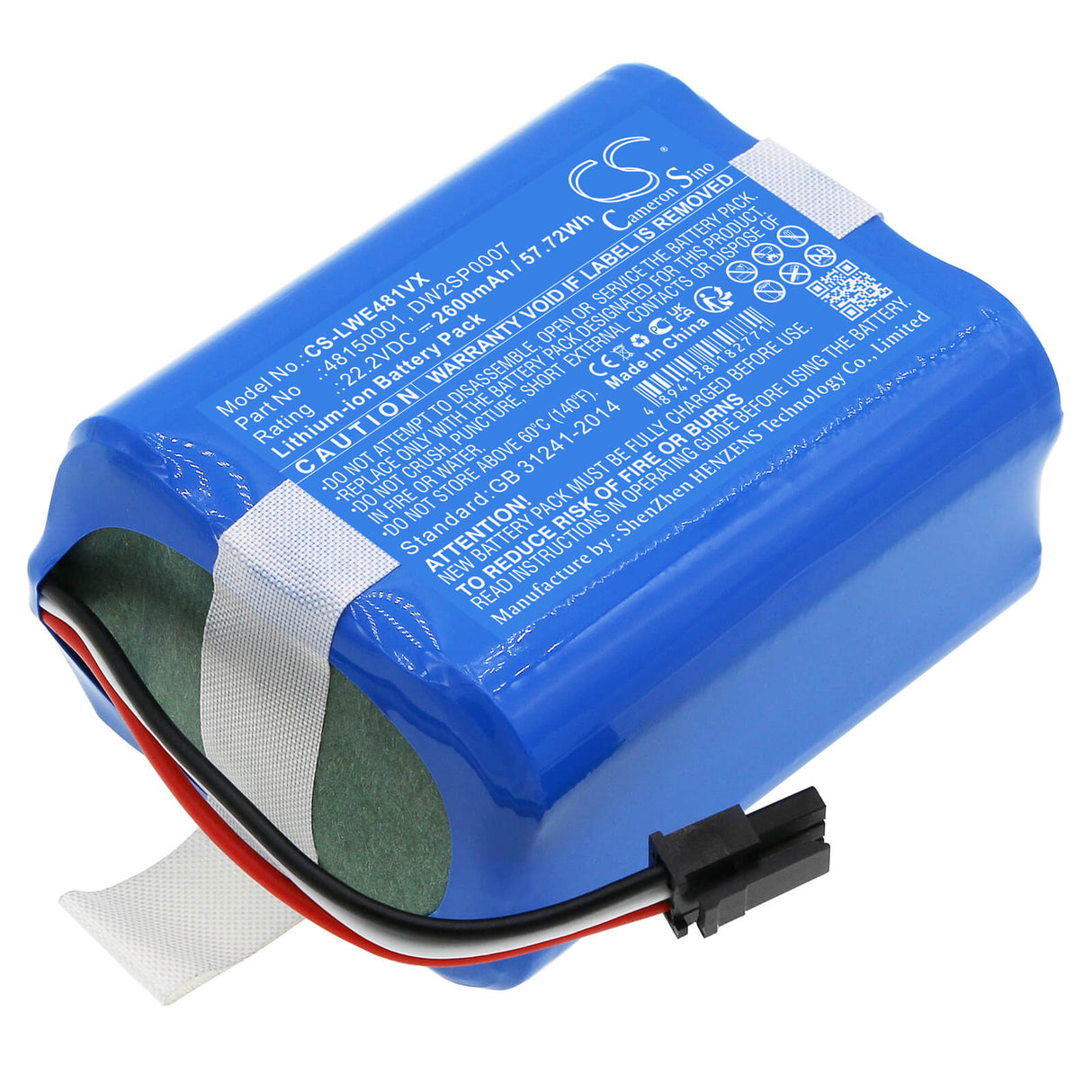 22.2V, Li-ion, 2600mAh, Lawn Mowers battery fits Lawn Expert, 48150001, Robotic Lawnmower, 57.72Wh Lawn Mowers Cameron Sino Technology Limited