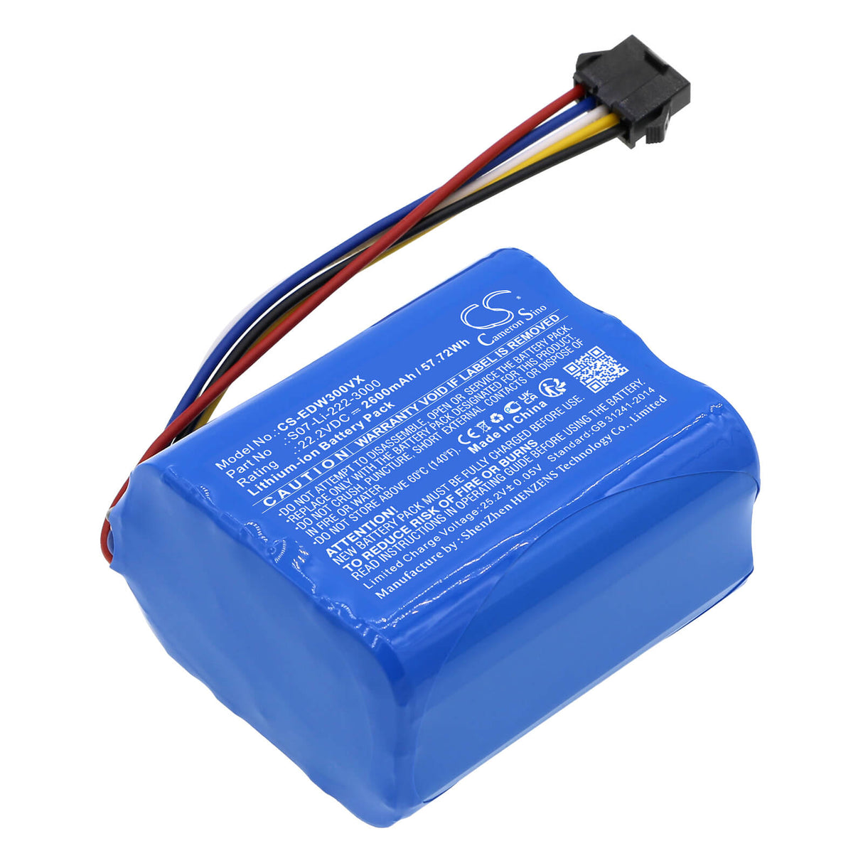 22.2V, Li-ion, 2600mAh, Vacuum battery fits Ecovacs, Wa30, Wa50, Winbot X, 57.72Wh Vacuum Cameron Sino Technology Limited