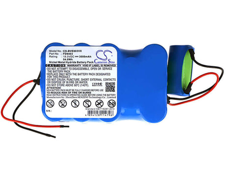 18.0V, Ni-MH, 3000mAh, Vacuum battery fits Bosch, Bbhm1cmgb/01, Bbhmove4, Bbhmove4/01, 54.00Wh Vacuum Cameron Sino Technology Limited