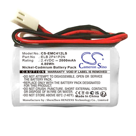 2.4V, Ni-CD, 2000mAh, Emergency Lighting battery fits Lithonia, 2pfv8, Lqc 1 G El N, 4.80Wh Emergency Lighting Cameron Sino Technology Limited