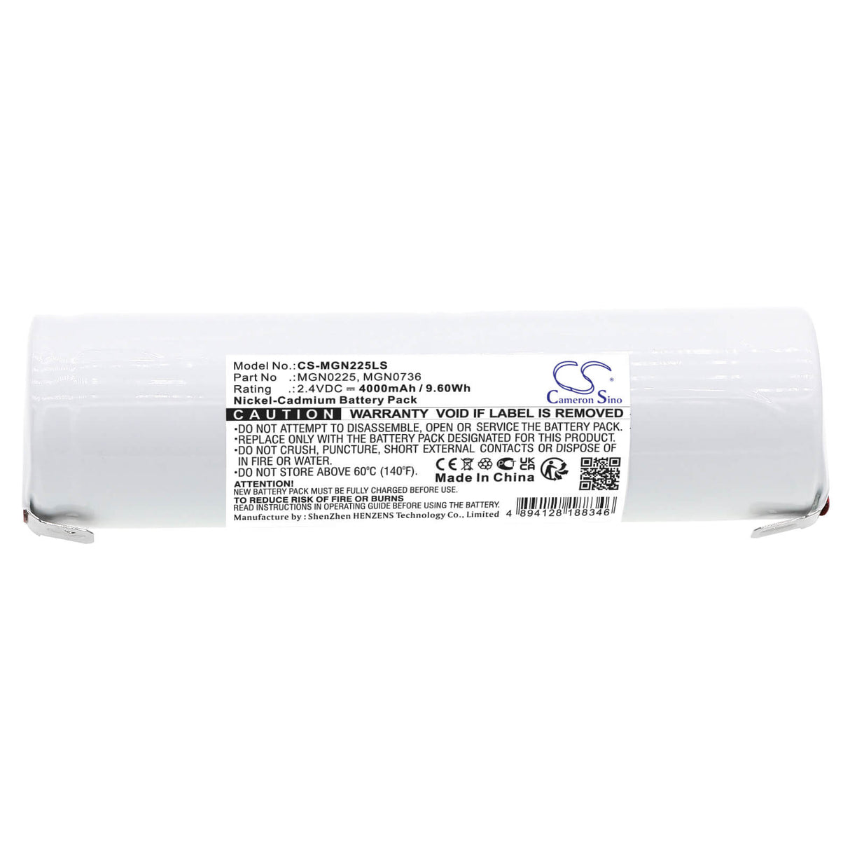 2.4V, Ni-CD, 4000mAh, Batterie d'éclairage d'urgence compatible avec Ura, Mgn0225, 130040, 131199, 9.60Wh Éclairage d'urgence Cameron Sino Technology Limited