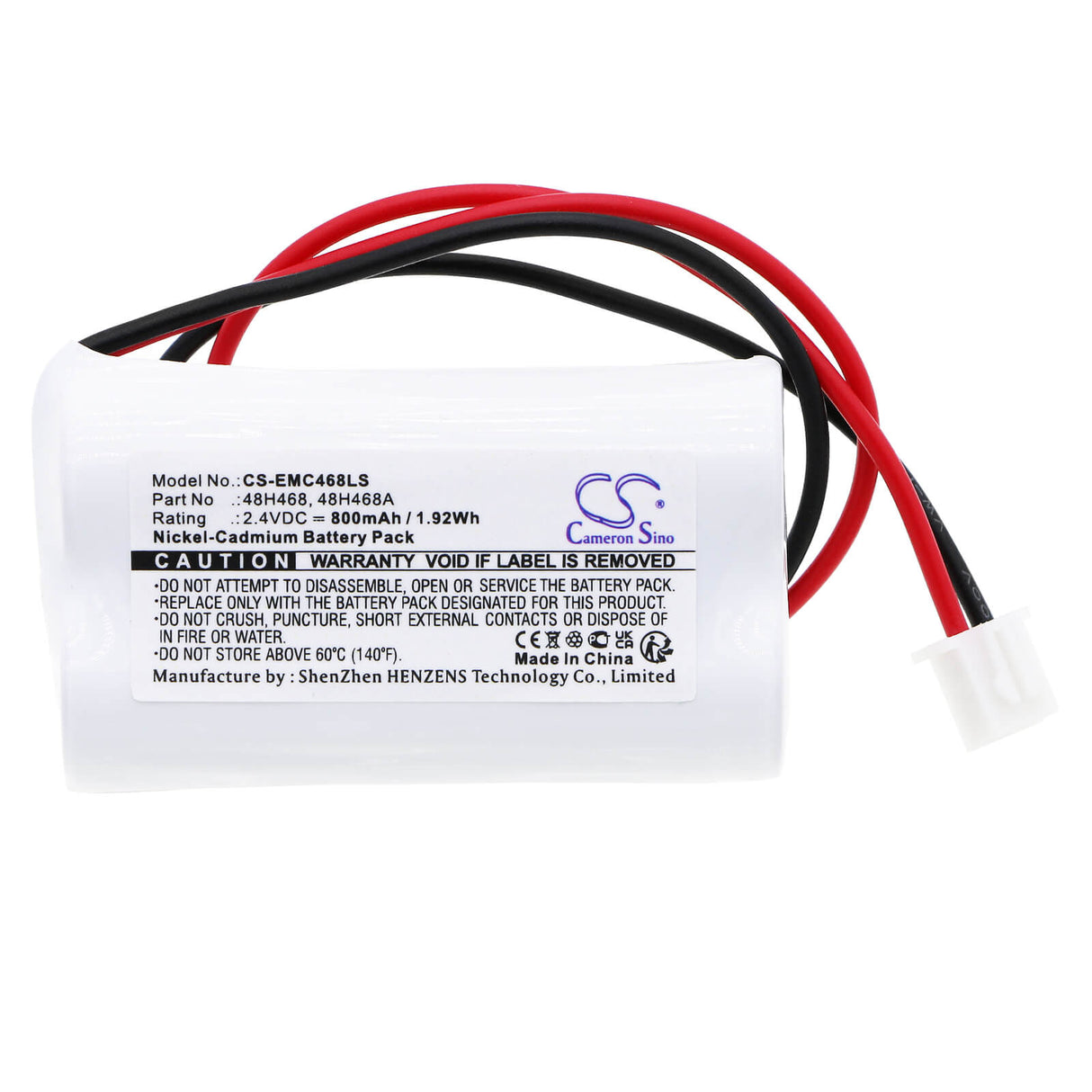 2,4V, Ni-CD, 800mAh, Batterie d'éclairage d'urgence compatible avec Lumapro, 48h468, 6cgl5, 1,92Wh Éclairage d'urgence Cameron Sino Technology Limited