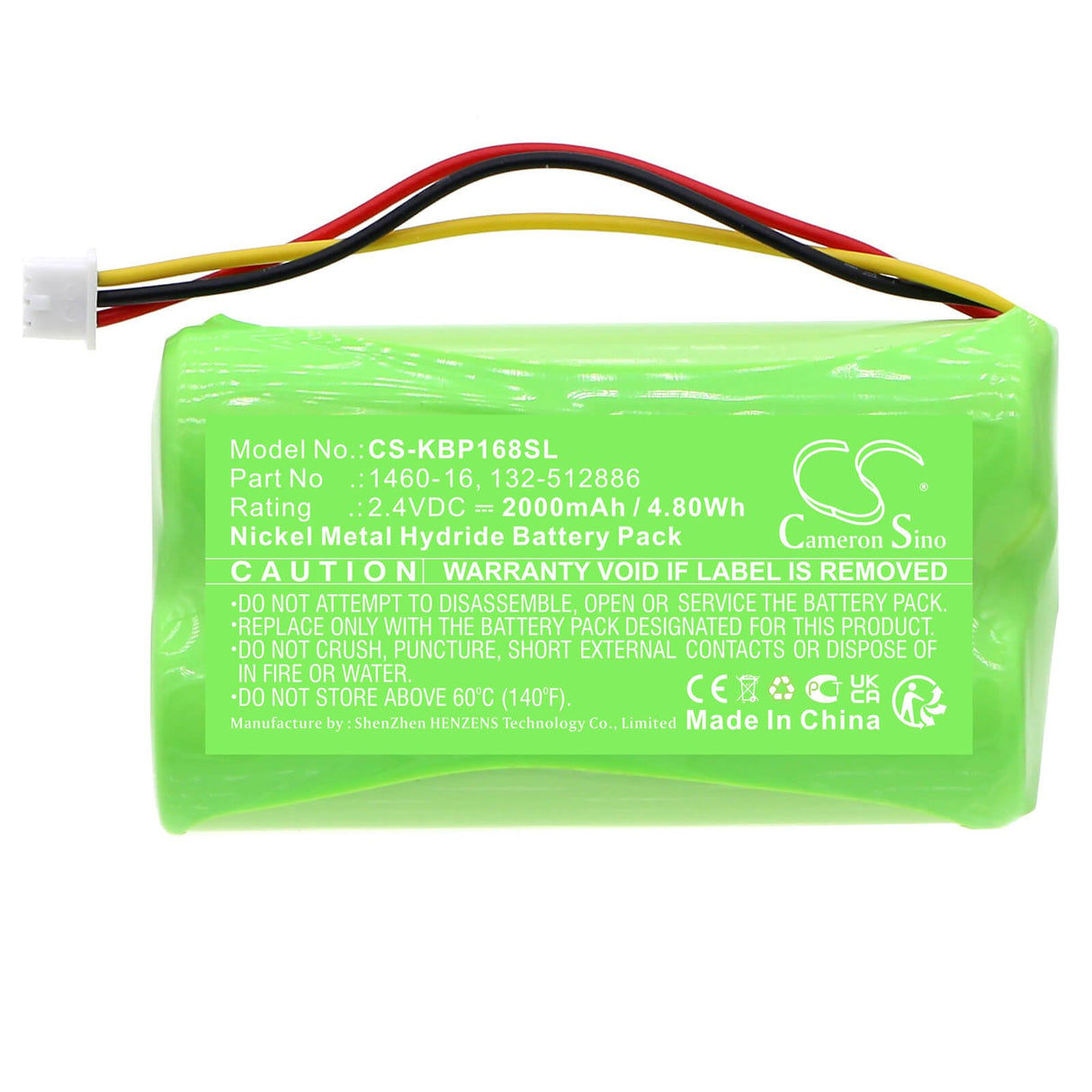2.4V, Ni-MH, 2000mAh, Door Lock battery fits Kaba, 132-512886, Programmer 1460, 4.8Wh Door Lock Cameron Sino Technology Limited