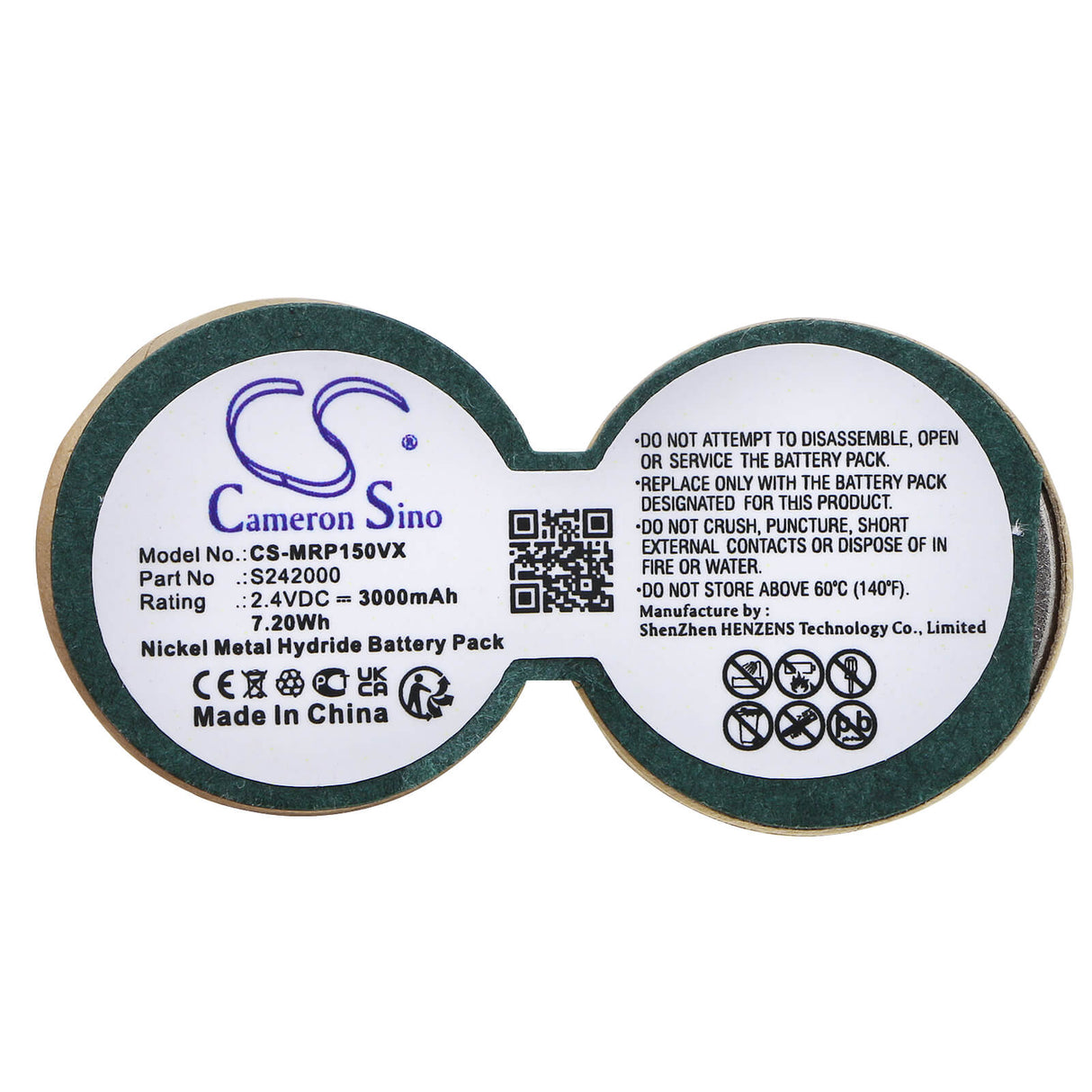 2.4V, Ni-MH, 3000mAh, Vacuum battery fits Miele, Ep1500cs, Staubsauger Ep1500cs, 7.20Wh Vacuum Cameron Sino Technology Limited