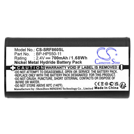 2.4V, Ni-MH, 700mAh, Headset battery fits Sony, Bp-hp550-11, Mdr-if245rk, Mdr-rf4000, 1.68Wh Wireless Headset Cameron Sino Technology Limited