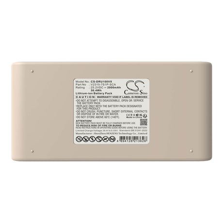 25.2V, Li-ion, 2000mAh, Vacuum battery fits Deerma, Dem-u10, Dem-u20, 50.4Wh Vacuum Cameron Sino Technology Limited