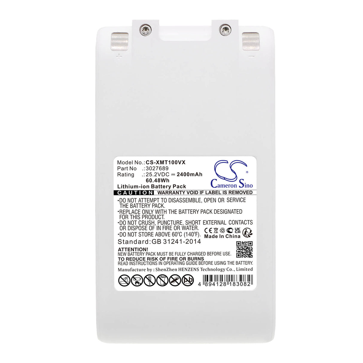 25.2V, Li-ion, 2400mAh, Vacuum battery fits Dreame, Xiaomi, G10, G9, P2010, 60.48Wh Vacuum Cameron Sino Technology Limited