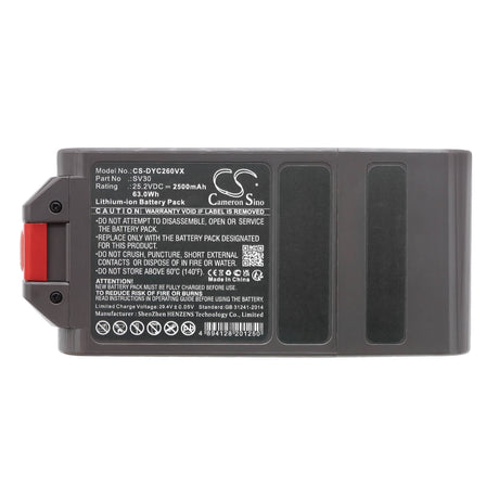 25.2V, Li-ion, 2500mAh, Vacuum battery fits Dyson, Detect Slim, Sv26, 63.0Wh Vacuum Cameron Sino Technology Limited