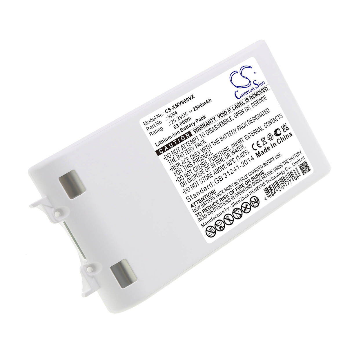 25.2V, Li-ion, 2500mAh, Vacuum battery fits Dreame, Xiaomi, V10, V8, V9, 63.00Wh Vacuum Cameron Sino Technology Limited