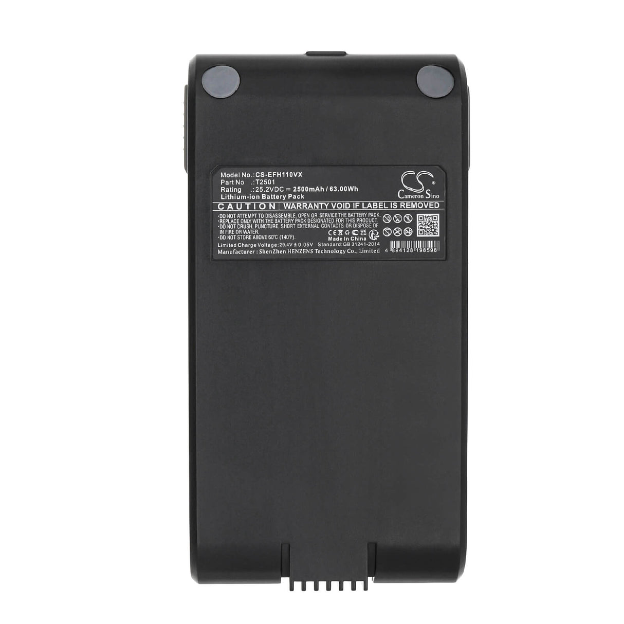25.2V, Li-ion, 2500mAh, Vacuum Battery fits Eufy, Homevac S11 Go, Homevac S11 Infinity, 63.00Wh Vacuum Cameron Sino Technology Limited