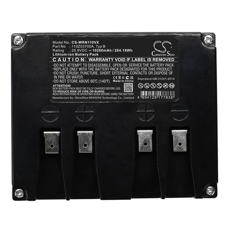 25.9V, Li-ion, 10200mAh, Lawn Mowers battery fits Lawnbott, Lizard, Stiga, Ambrogio, Wiper, 110z03700a, L200 Basic, L200 Carbone, 264.18Wh Lawn Mowers Cameron Sino Technology Limited (Dangerous Goods)