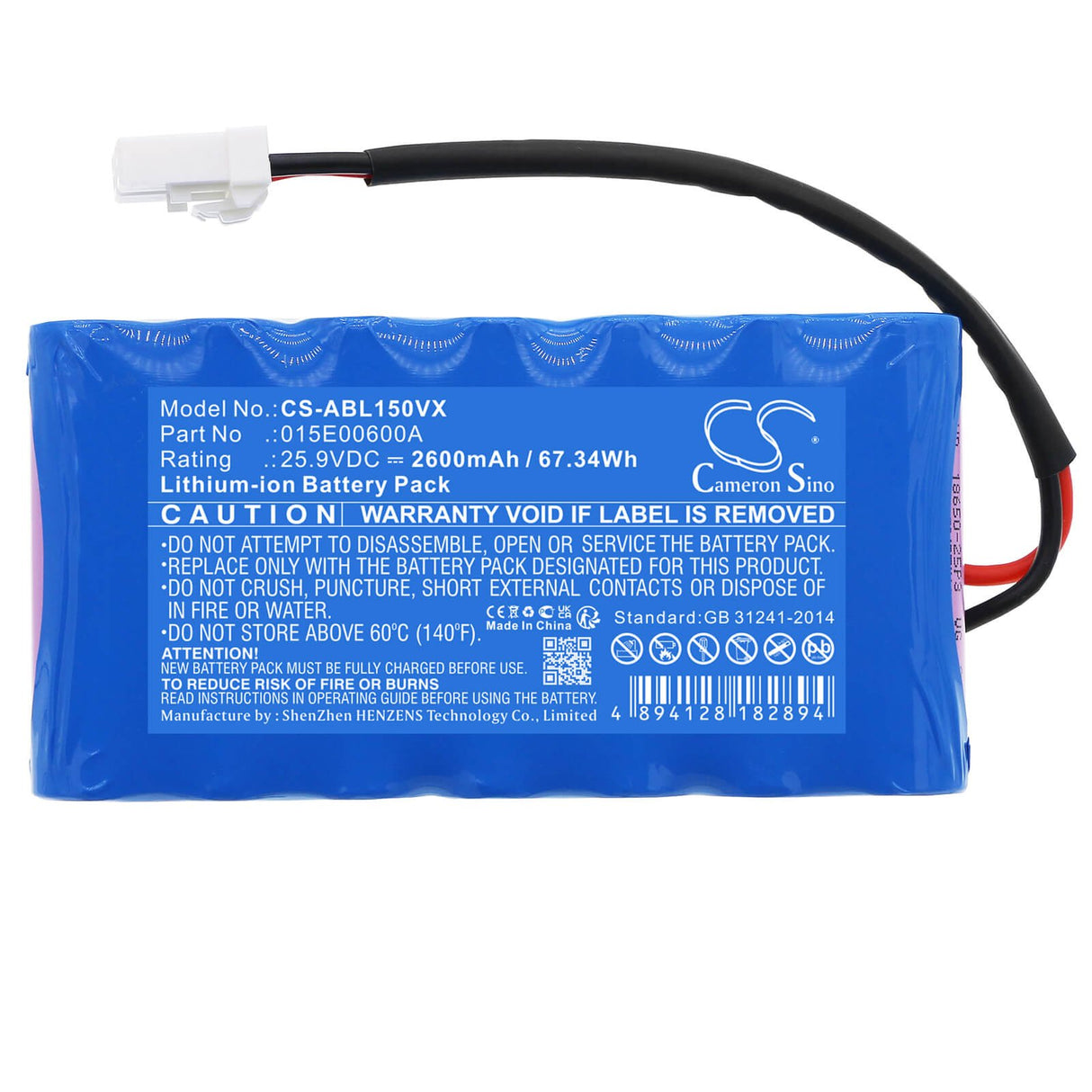 25.9V, Li-ion, 2600mAh, Lawn Mowers battery fits Wiper, Techline, Ambrogio, 015e00600a, L15, L15 Deluxe, 67.34Wh Lawn Mowers Cameron Sino Technology Limited