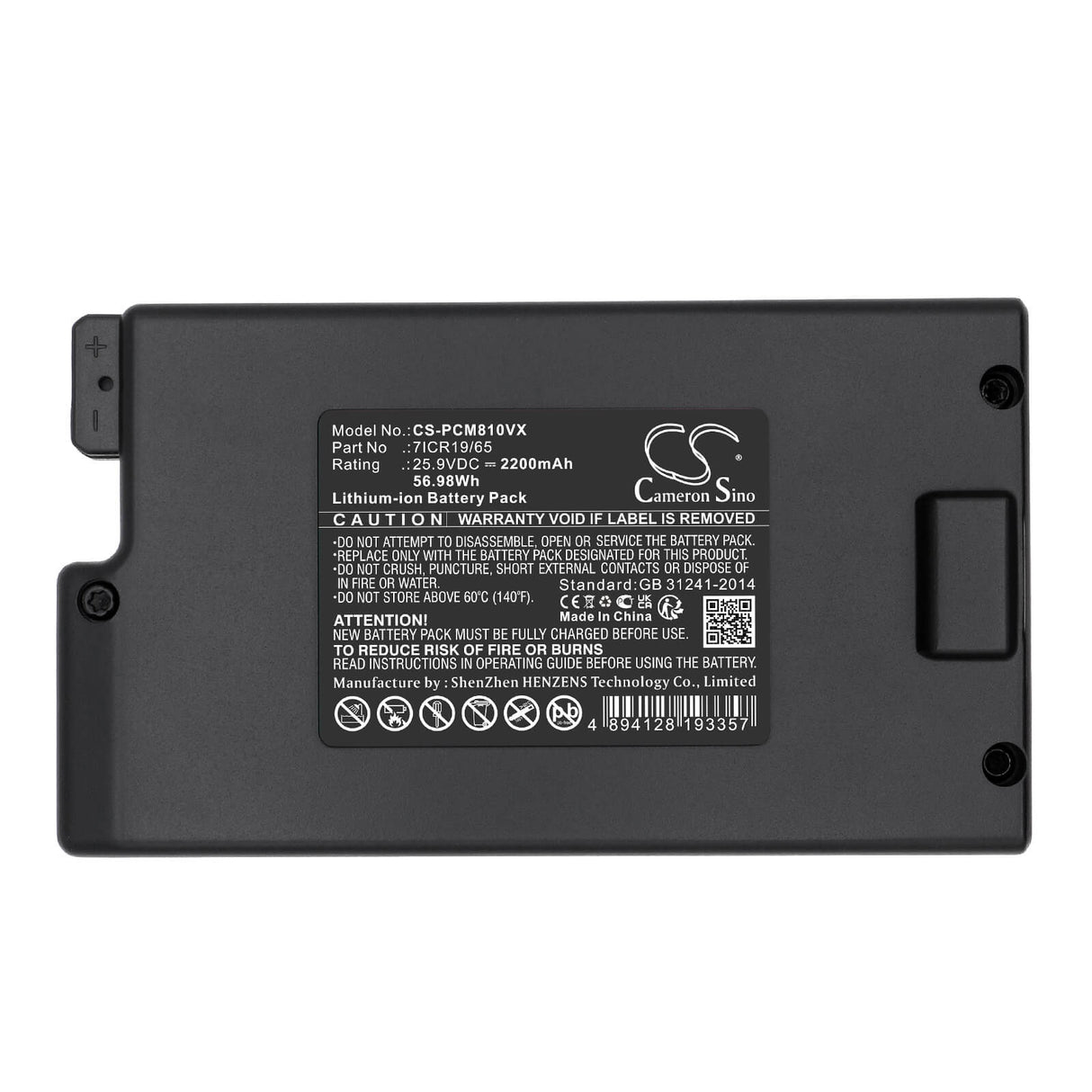 25.9V, Li-ion, 2200mAh, Vacuum battery fits Proscenic, P8, P8 Plus, 56.98Wh Vacuum Cameron Sino Technology Limited