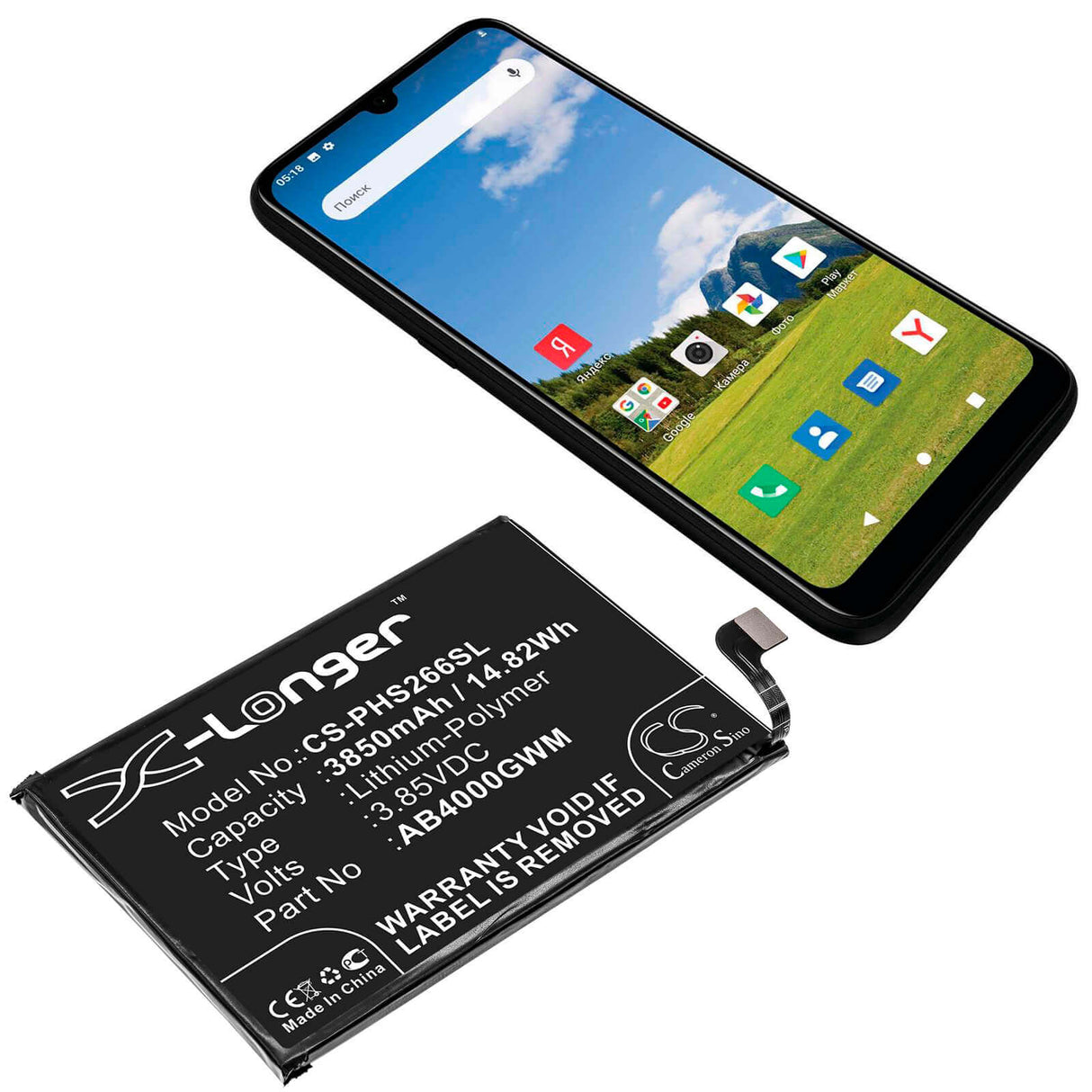 3.85V, Li-Polymer, 3850mAh, SmartPhone battery fits Philips, Ab4000gwm, Xenium S266, 14.82Wh Mobile, SmartPhone Cameron Sino Technology Limited (Smartphone)