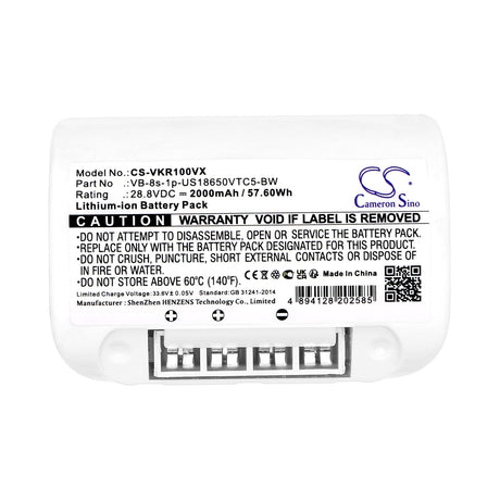 28.8v, Li-ion, 2000mah, Vacuum battery Fits Vorwek Kobold Vb100, 57.6wh Vacuum Cameron Sino Technology Limited   