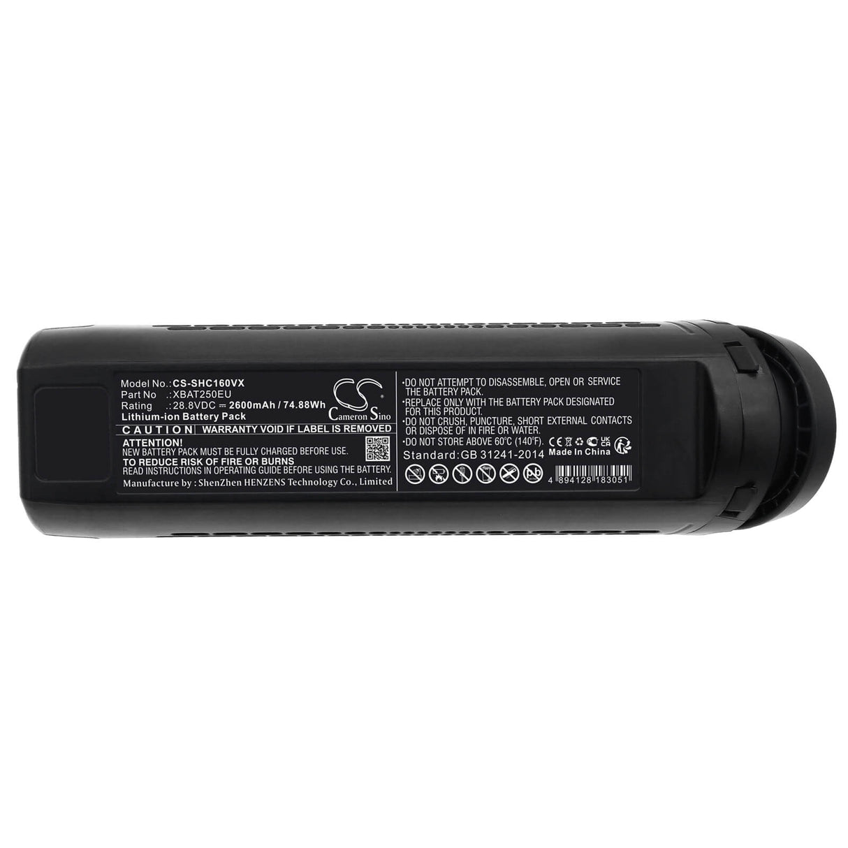 28.8V, Li-ion, 2600mAh, Vacuum battery fits Shark, Ic160, Ic160uk/t, Ic162, 74.88Wh Vacuum Cameron Sino Technology Limited