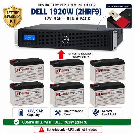 Dell 1920W 2HRF9 UPS Replacement Battery Kit 12V 9Ah 6 Pack UPS Batteries CB Range