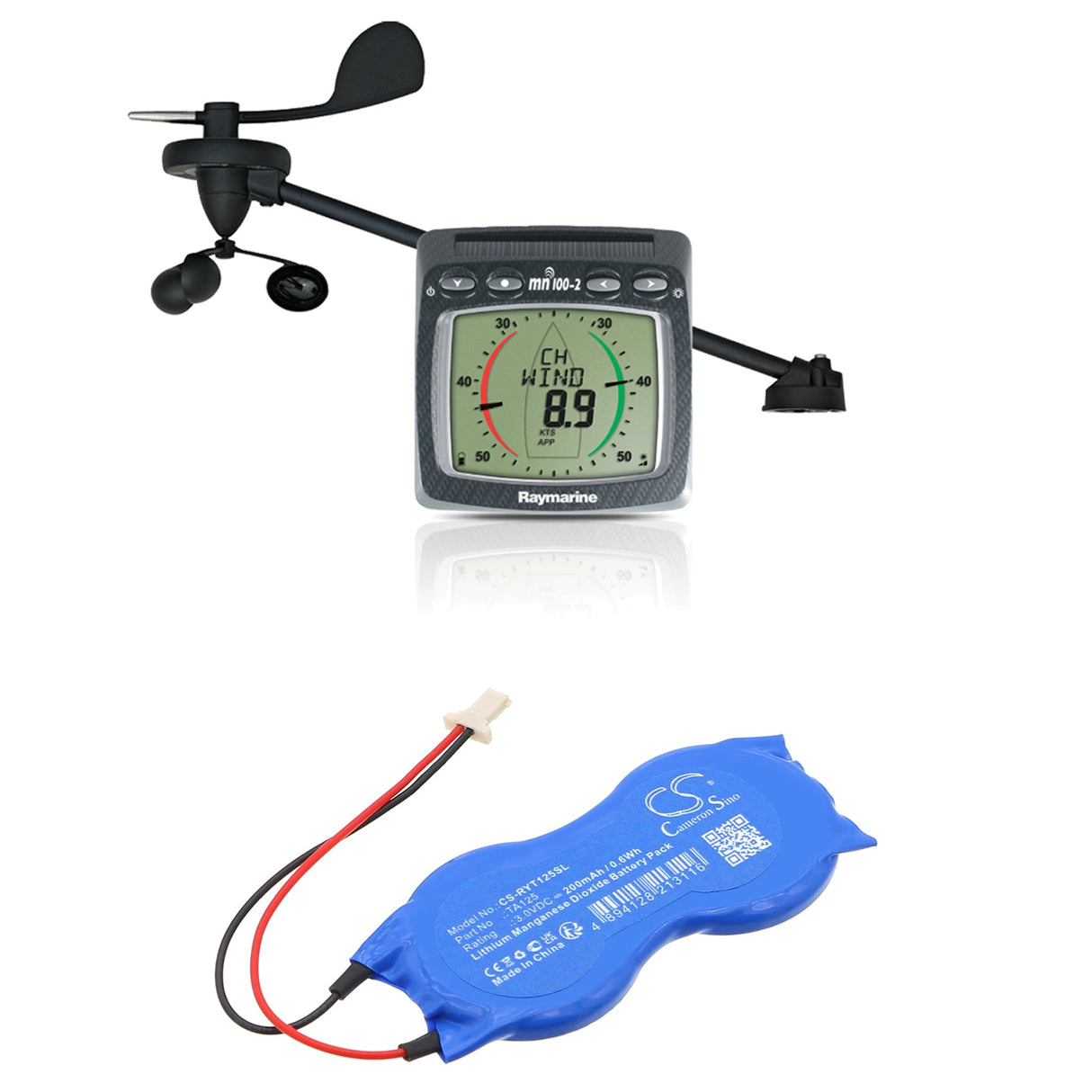 3.0V, Li-MnO2, 200mAh, PLC battery fits Raymarine, Micronet Wind Transmitter, T120, 0.6Wh PLC Cameron Sino Technology Limited