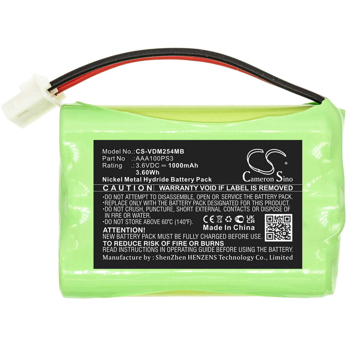 3.6v, 1000mah, Ni-mh Babyphone Battery Fits Vtech, Vm5254, 3.60wh BabyPhone Cameron Sino Technology Limited   