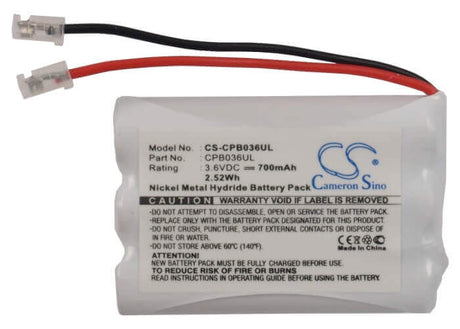 3.6V, Ni-MH, 700mAh, Cordless Phone battery fits Gp, Universal, 60aaam3bmu, 2.52Wh Cordless Phone Cameron Sino Technology Limited (Cordless Phone)
